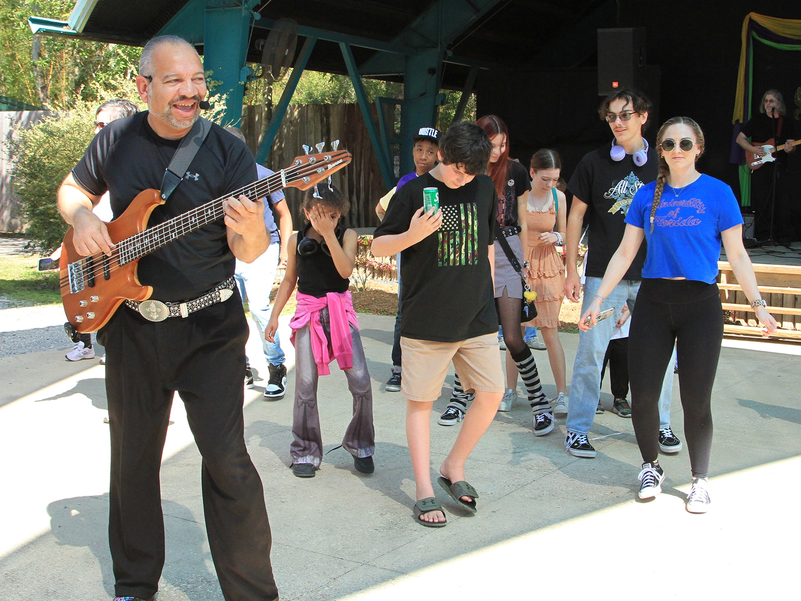 live band with guests dancing