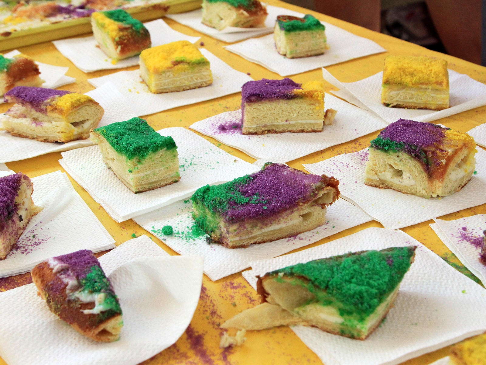 slices of Atwood's Bakery king cake
