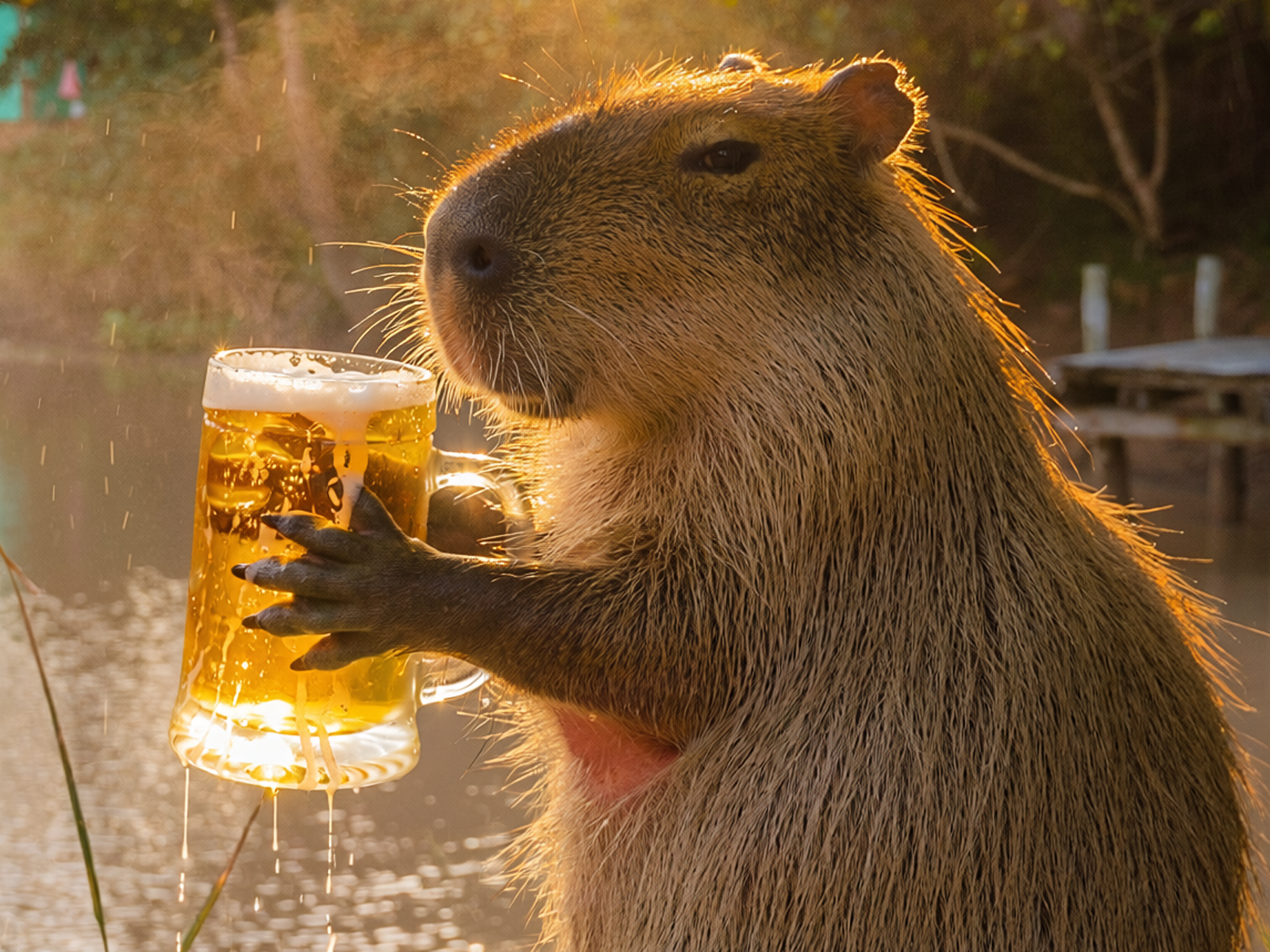 capybara with beer