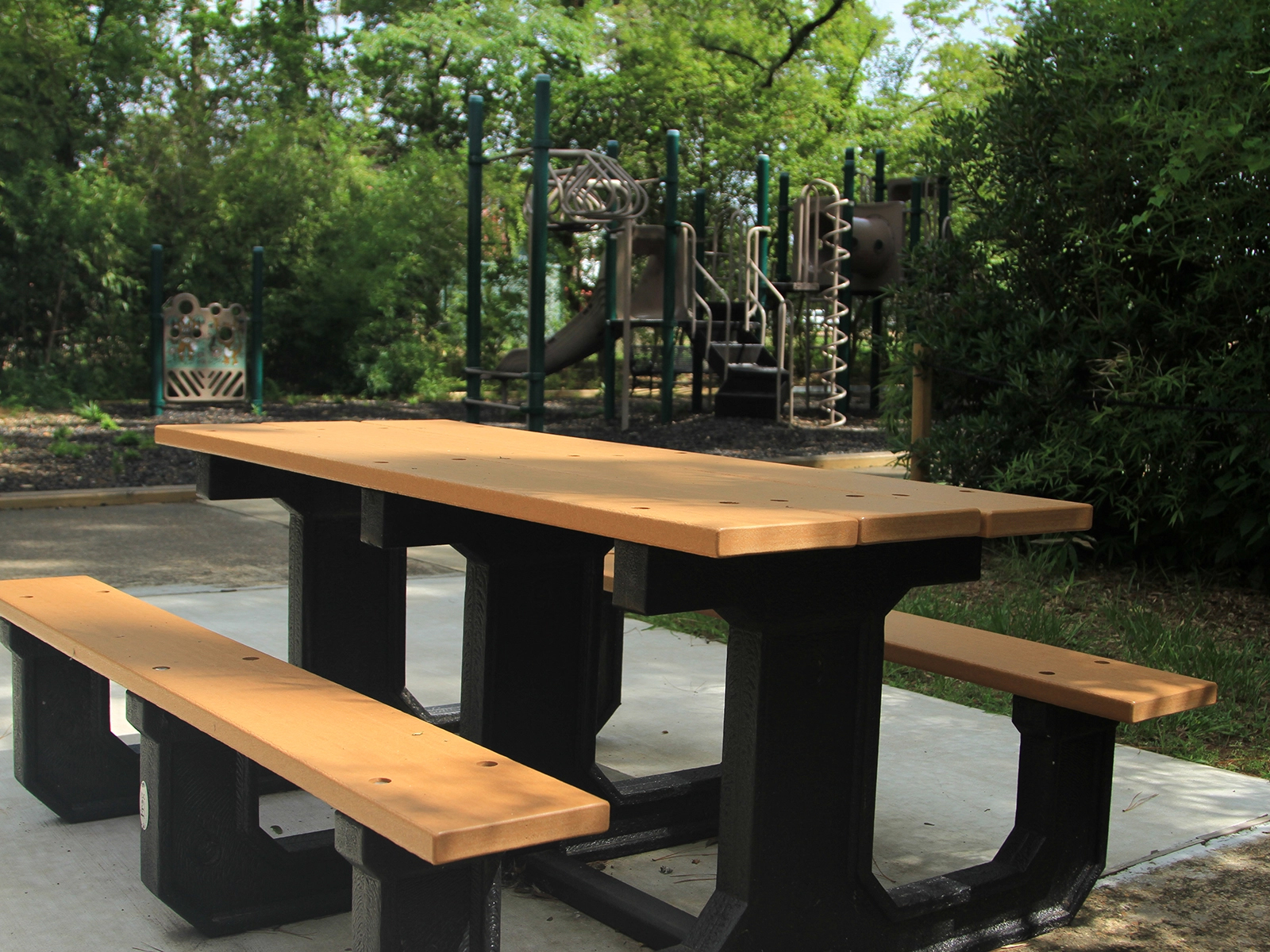 picnic table in playground area