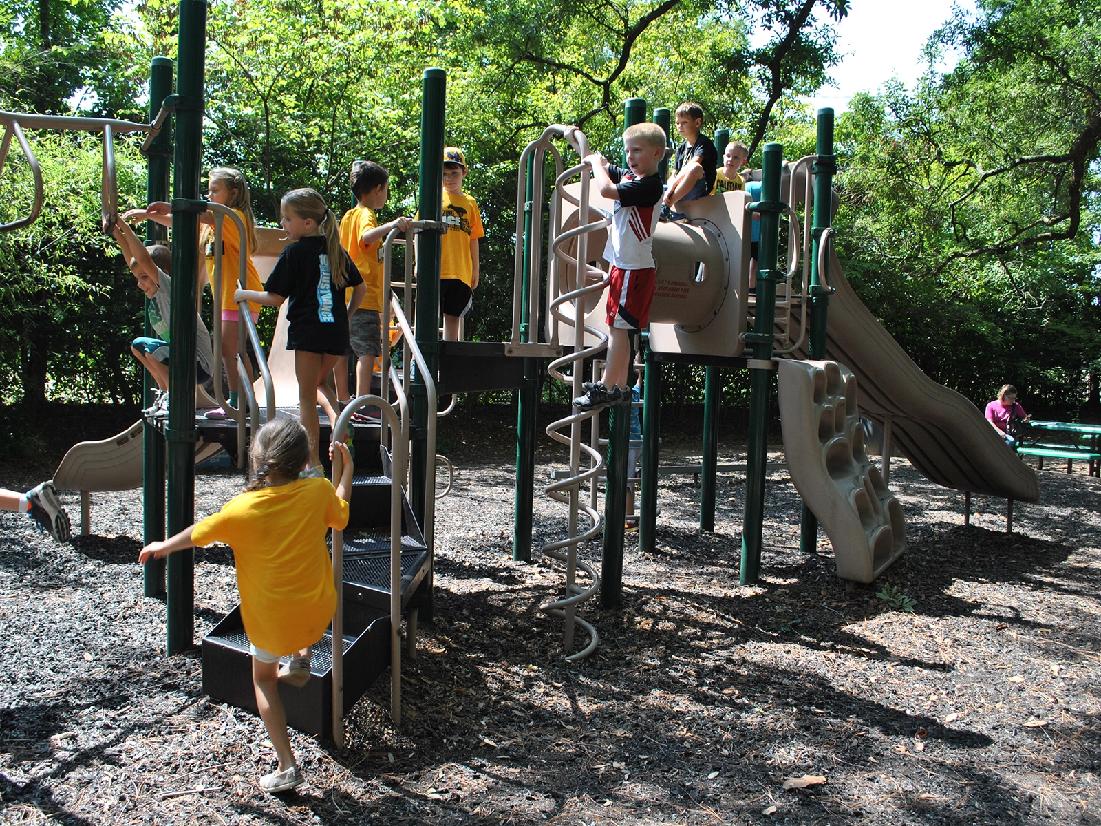 kids on play equipment