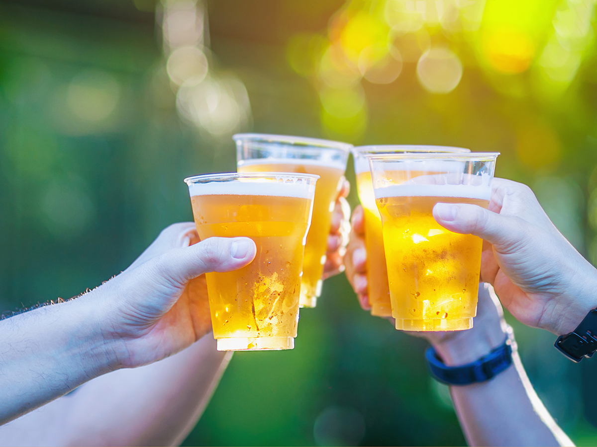 hands holding beer cups