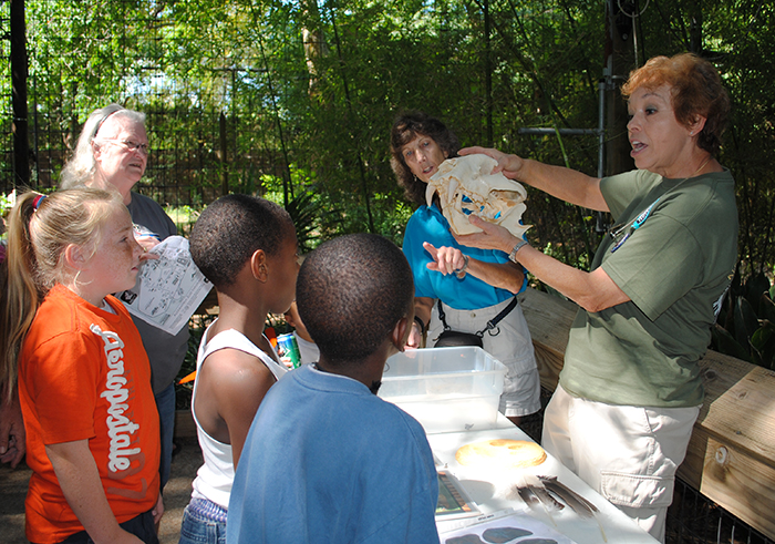 Docents and kids with bio facts